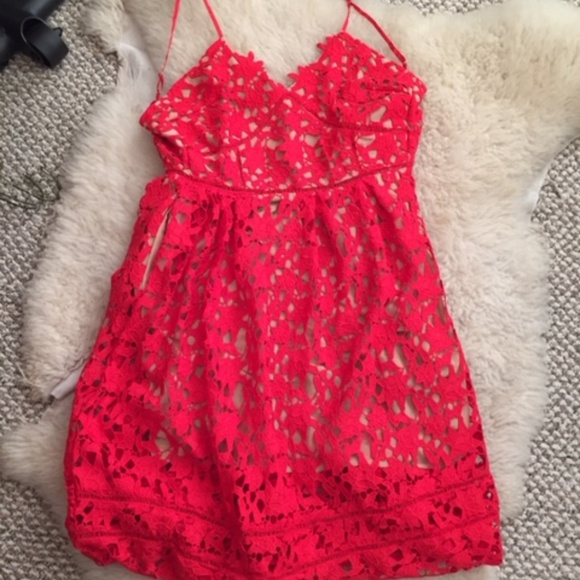 shein red lace dress